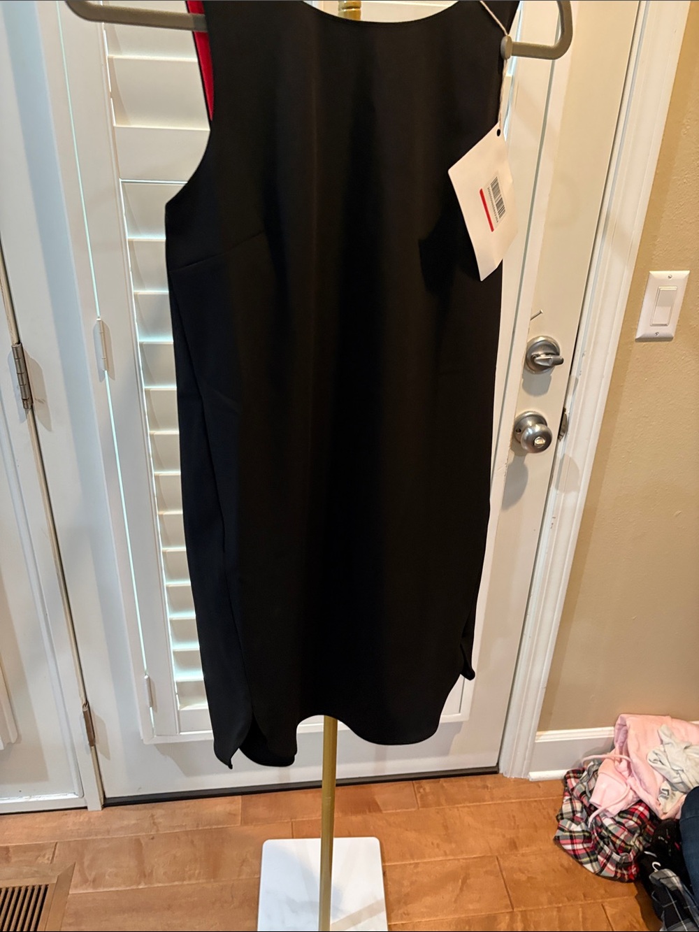 NWT A|X Armani Exchange Black Sleeveless Shift Mini Dress - Modern & Minimalist